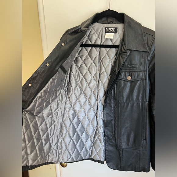 DIESEL Fab Y2K Leather Jacket Buttons Quilted Lining Vintage Size Small - Picture 4 of 14